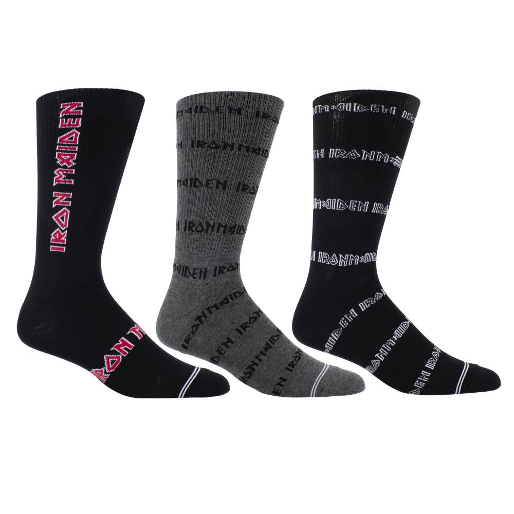 Iron Maiden - 3 Pk Volume Crew Socken - Schwarz/Grau